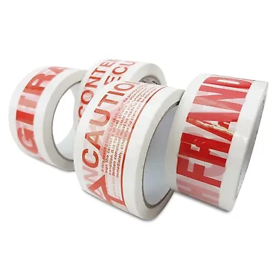 Printed 2  66m Packing Tapes Low Noise Fragile Handle With Care Caution Box • £142