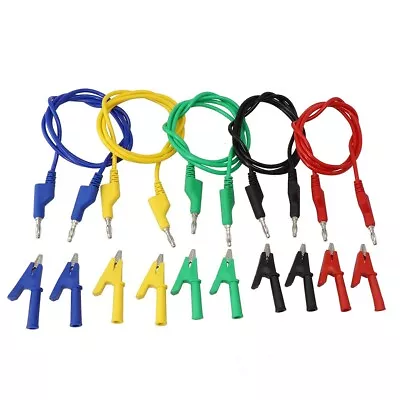 15x 4mm Stackable Banana To Banana Plug Multimeter Test Leads W/ Alligator Clips • $42.25