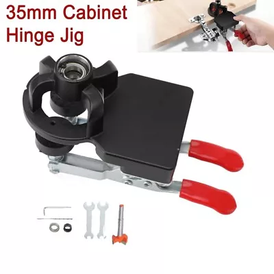 35mm Hinge Jig Concealed Hole Drilling Guide Woodworking Hole Punch Locator Kit • £20.40