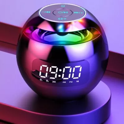 New Mini Ball Music Speaker LED Display Alarm Clock Clocks FM Radio Music Player • £13.19