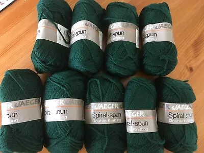 Jaeger Spiral- Spun Double Knitting Wool. Dark Green. 9 X 50g. All Same Dye Lot. • £11