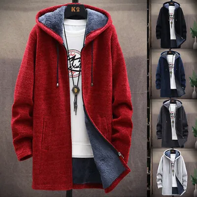 Men Thick Warm Fleece Lined Hooded Hoodie Winter Zip Up Coat Jacket Sweatshirt U • $15.54