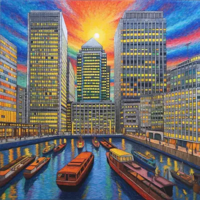 London Canary Wharf Pastel Art Luxury Canvas Wall Art Picture Print Colourful • £119.99