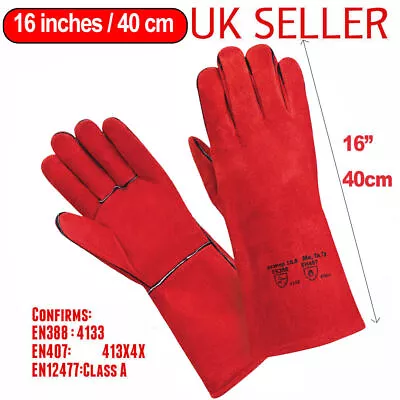 Welding Gloves Heat Resistant BBQ/Oven/MIG/TIG Welder Welder Gauntlets XL • £5.89