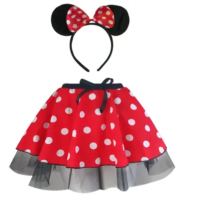 Ladies MINNIE MOUSE Costume Style Fancy Dress - 12  Length SKIRT AND EARS SET • £11.99