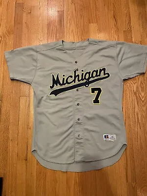 Vintage Michigan Wolverines Baseball Jersey Team Issue Sz 46 Russell Athletic • $149.95