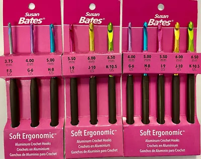 SUSAN BATES Soft Ergonomic Aluminum Crochet Hooks - YOU CHOOSE! • $19.95