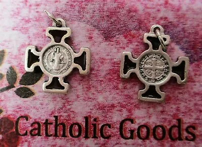 Medalla De San Benito St Saint Benedict Medal Ox Silver Tone + Brown Enamel  • $3.50