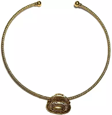 Vintage Jewelry Necklace SIGNED PREMIER DESIGNS Bib Gold Tone Metal Twist 38 • $5