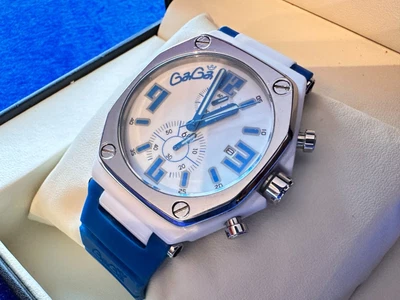 £295 • Buy Gorgeous Very Rare Gaga Milano Blue/white Quartz 47mm Chronograph - Rrp £995!