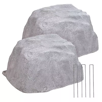 Set Of 2 Low-Profile Artificial Landscape Rock With Stakes - Gray By Sunnydaze • $120