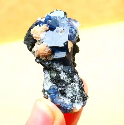 36g  Natural  Blue Cubic Fluorite Calcite Epidote Mineral Specimen/China • $3.25