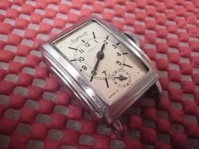 Vintage 1940's Mens 7j Ingersoll Wristwatch Fancy Stepped Case 4U2Fix • $19.95