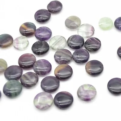 Natural Rainbow Fluorite Gemstone Disc Coin Beads - 15.5  Strand • £13.99