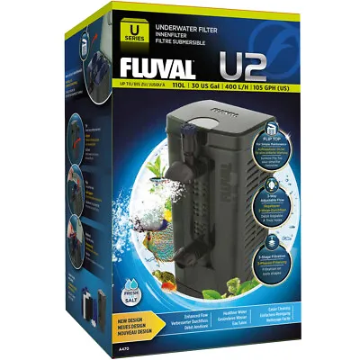 £42.99 • Buy Fluval U2 Internal Filter Aquarium Fish Tank Power Filter System Upto 110L A470