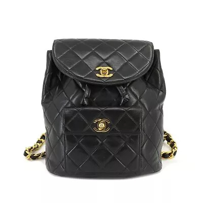 CHANEL Matelasse Chain Backpack Leather Black Duma Purse Vintage 90225189 • $3468.97