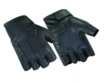 Womens Tough Deer Skin Fingerless Black Genuine Leather Motorcycle Gloves • $19.95