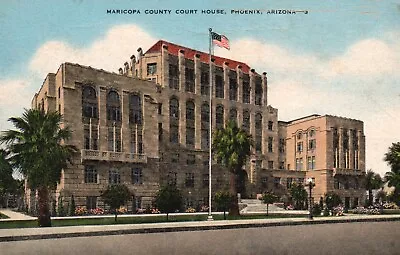 Postcard AZ Phoenix Arizona Maricopa County Court House Linen Vintage PC F5878 • $3