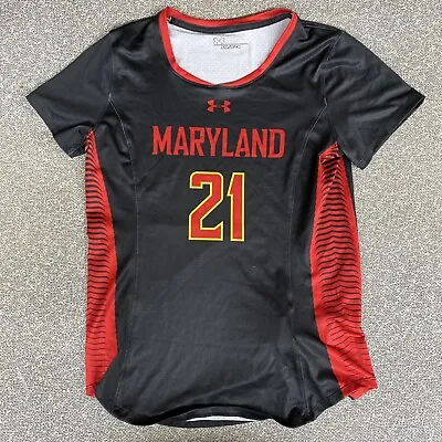 Maryland Terrapins Lacrosse Jersey Womens Small #21 Under Armour Black 1327593 • $24.95