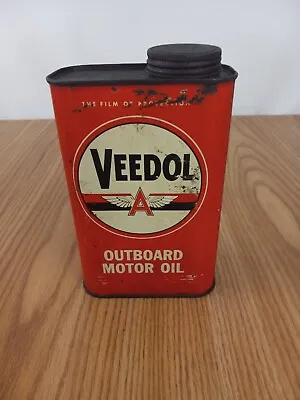 Vintage Veedol Flying A Outboard Motor Oil Can Full Quart Gas Boat Marine  • $50