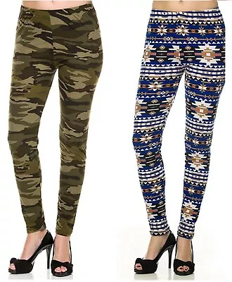 Printed Ankle Legging With Tribal Aztec Or Camo Pattern • $9.99