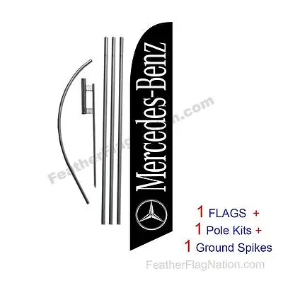 Custom Black Mercedes-Benz 15' Feather Banner Swooper Flag Kit With Pole+spike • $59.85