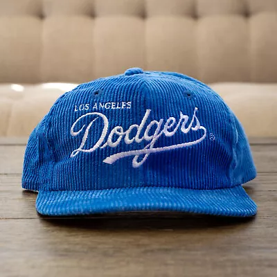 Vintage Los Angeles Dodgers Twins Script Corduroy Snapback Hat 90s MLB Baseball • $200