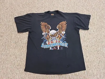 Vintage Harley Davidson Shirt Men XL Black Rolling Thunder Eagle 3D Emblem 90s • $170.97