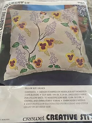 Crewel Creative Stitchery Kit Flowers Lilacs Vogart Crafts Vintage 776a • $14.99