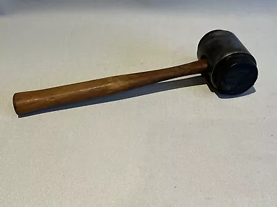 Vintage  12   Rubber Mallet Hammer With Metal Wrapped Head - Wood Handle • $12.99