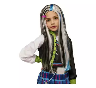 Monster High Girls' Frankie Stein Halloween Costume Wig With Hair Clip 40971 • $14.95