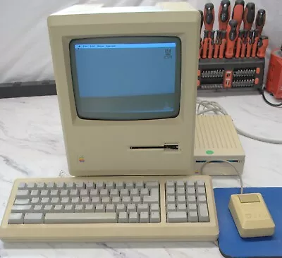 Vintage Original Macintosh 512 M0001W W/Keyboard Mouse & Disk Drive Works!! • $474.99