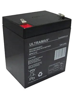 NP4.5-12 UltraMax 4Ah 12v (as 4ah & 5ah) Lead-Acid Rechargeable Battery • £15.95