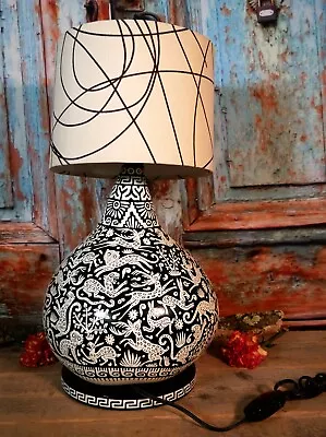 Lamp Lacquer Deer Jaguars Naguales & Rabbits Handmade Olinalá Mexican Folk Art • $425