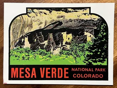 Original Vintage MESA VERDE NAT PARK Colorado TRAVEL Water DECAL Native Pueblo • $12.98