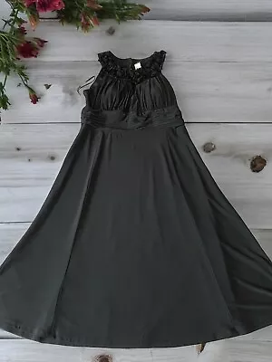 Sangria Womens Sz 14 Dress Midi Halter Ruffle Special Event Flowy Cocktail Black • $13.99