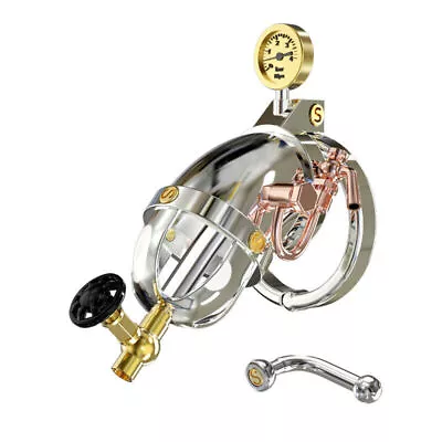 SteamPunk Stainless Steel Metal Male Chastity Equipment Cage Loop Lock PA Tube • £45.59