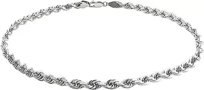 925 Solid Sterling Silver 2.5MM Diamond Cut Rope Chain Bracelet For Men & Women • $15.99