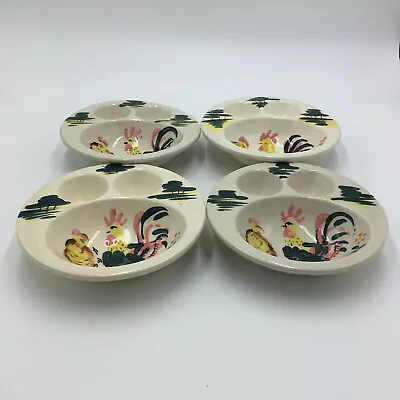 Vintage 4 Breakfast Bowl With Two Egg Cups Rooster Hand Painted Made In Japan • $50.04
