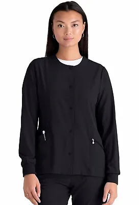 Barco One Scrubs #5409 Snap Front Detailed Scrub Jacket In Black Size XS • $13.75