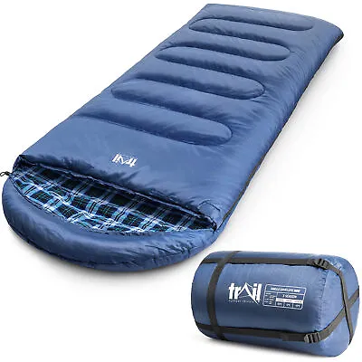 Trail Cotton Sleeping Bag Luxury Flannel Lined 3 To 4 Season Single With Bag • £49.49