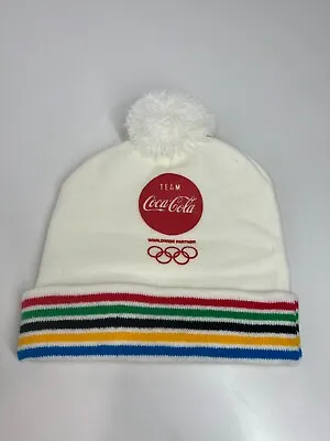 Team Coca Cola Coke Beanie Winter Hat Knit Olympic White One Size Fit Most • £8.09