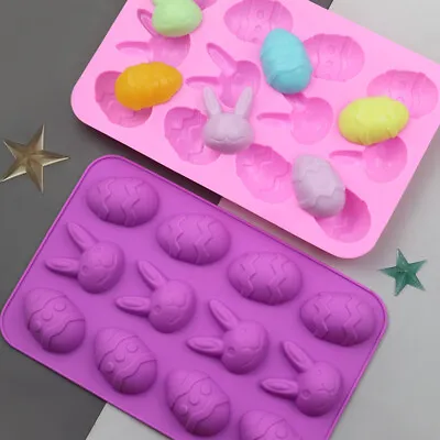 £3.39 • Buy Easter Egg Rabbit Silicone Chocolate Mold Cookie Biscuit Wax Melt Soap Mould DIY