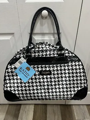 NWT Kathy Van Zeeland Duffel Wheeled Duffel Carry On Bag Black White Houndstooth • $75