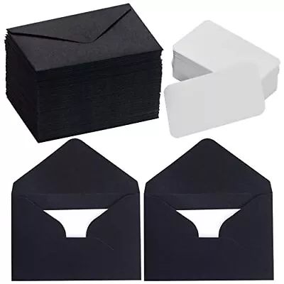 100 Sets Mini Black Envelopes With Small Blank Gift Business Card Wedding Inv... • $18.76