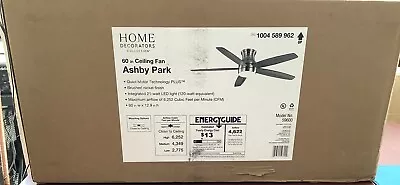 NEW SEALED HomeDecorators Ashby Park 60”LED Brushed Nickel Ceiling Fan+Remote A4 • $119.99