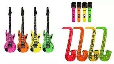 Inflatable Guitar/Saxophone/Microphone Blow Up Fancy Dress Party Bag Prop Lot   • £1.99