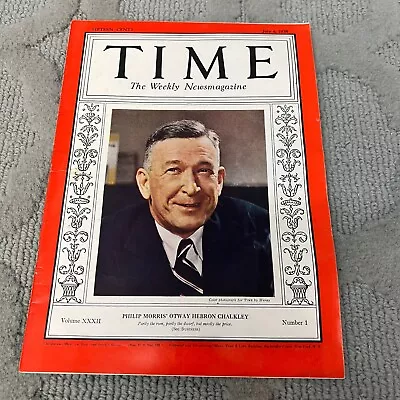 Time The Weekly News Magazine Philip Morris Vol XXXII No 1 July 4 1938 • $69.99