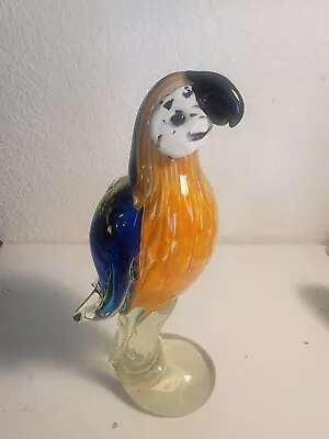 Vintage Murano Glass 10  Parrot Blue Orange  • $67.99