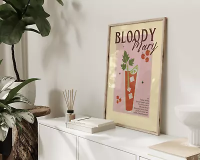 Retro Bloody Marry Cocktail Print With Recipe/ Vintage Wall Art Design • $36.11